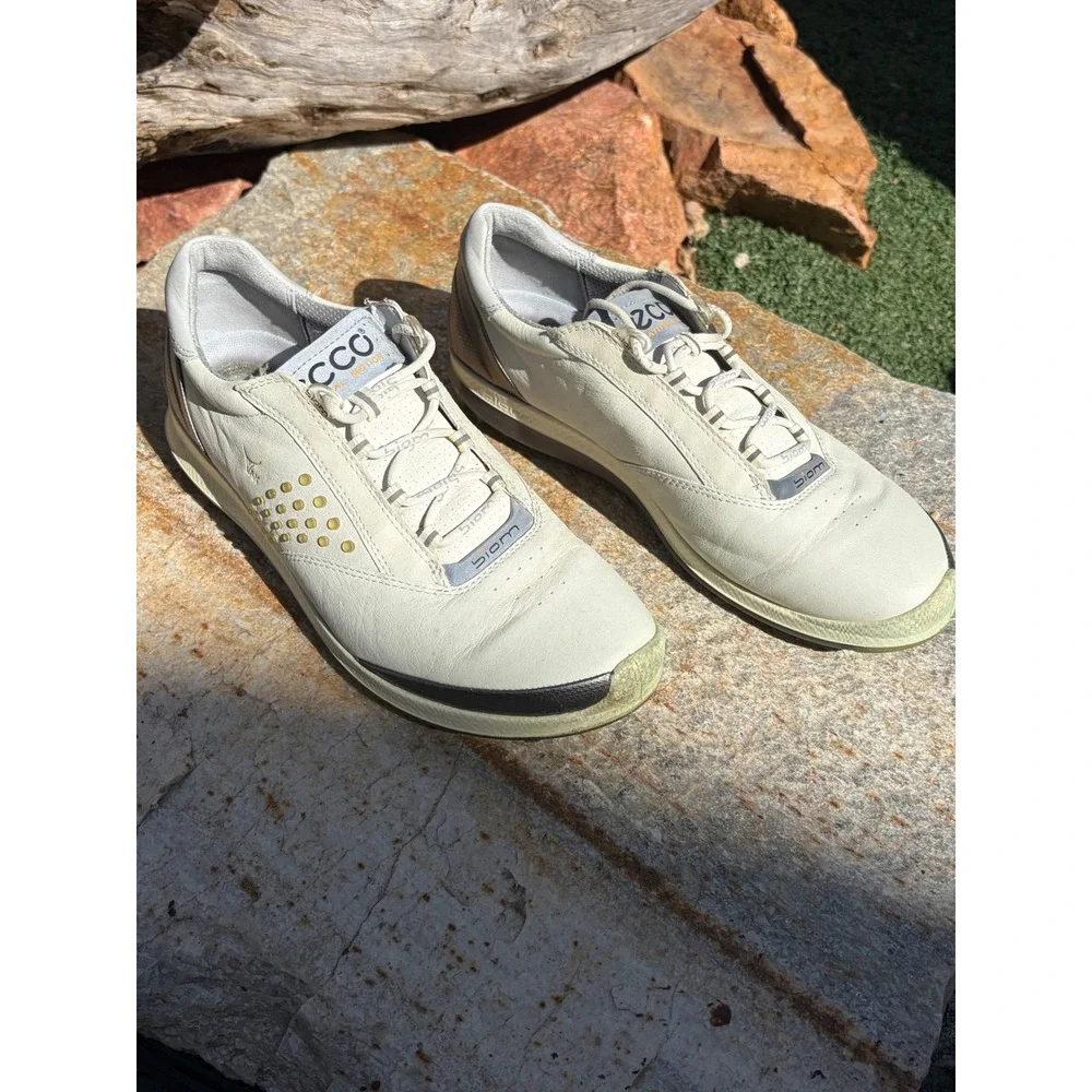 ECCO Biom Natural Motion White Yak Leather Golf Shoes‎ Womens 39 39012021321947